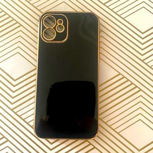I-Phone 12 / Flexible Plastic Black & Gold Case